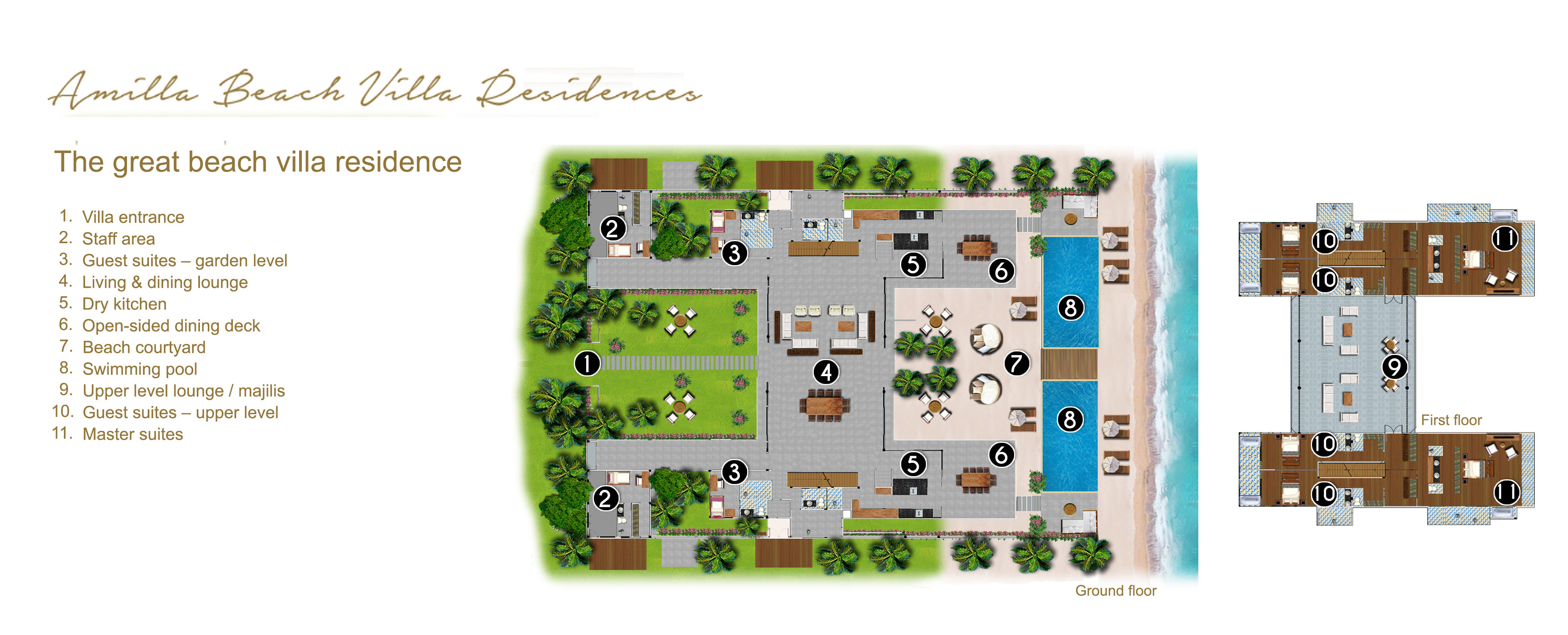 Amilla Beach Residences - The Great Beach Residence 8 Bedroom - Villa Layout