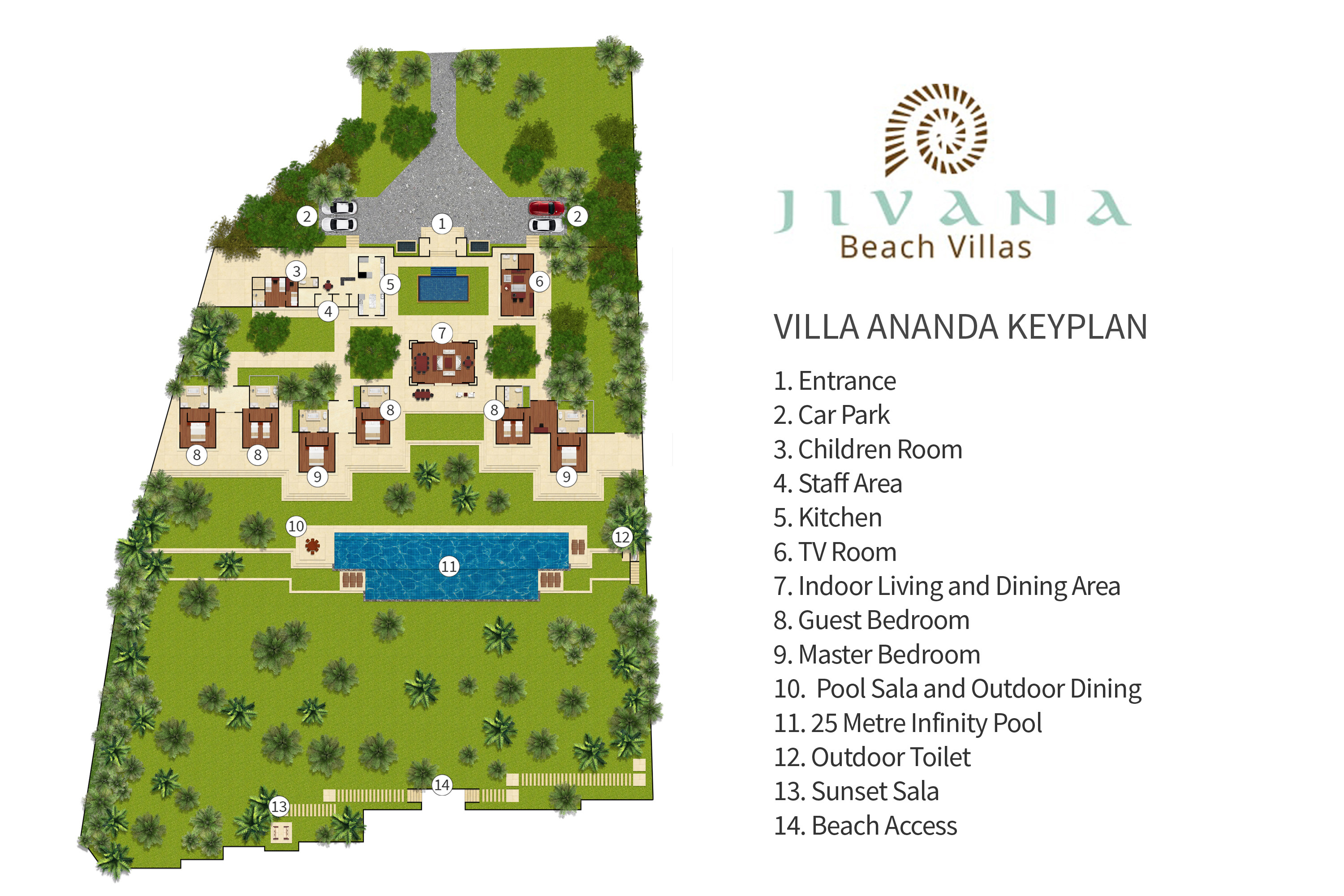 Jivana Beach Villas - Villa Ananda - Villa Layout