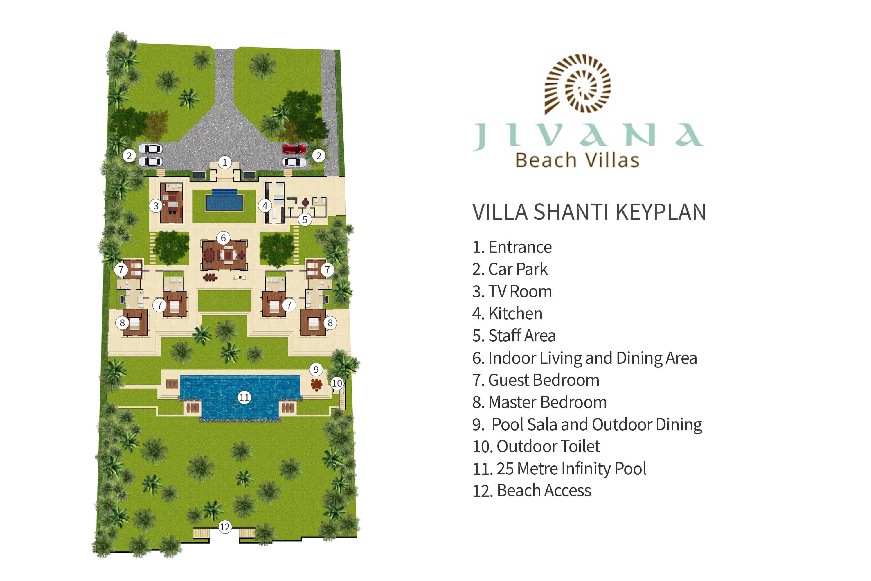 Jivana Beach Villas - Villa Shanti - Villa Layout