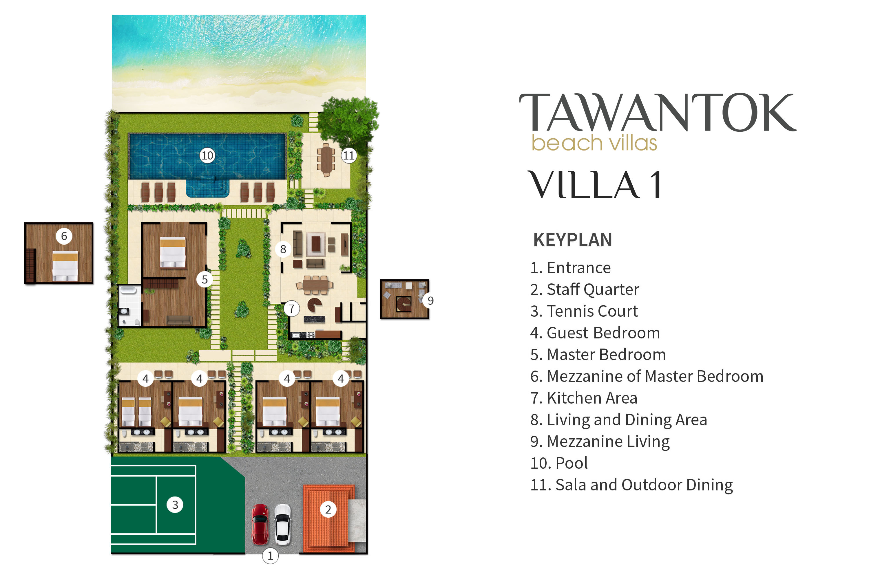 Tawantok Beach Villas - Villa 1 - Villa Layout